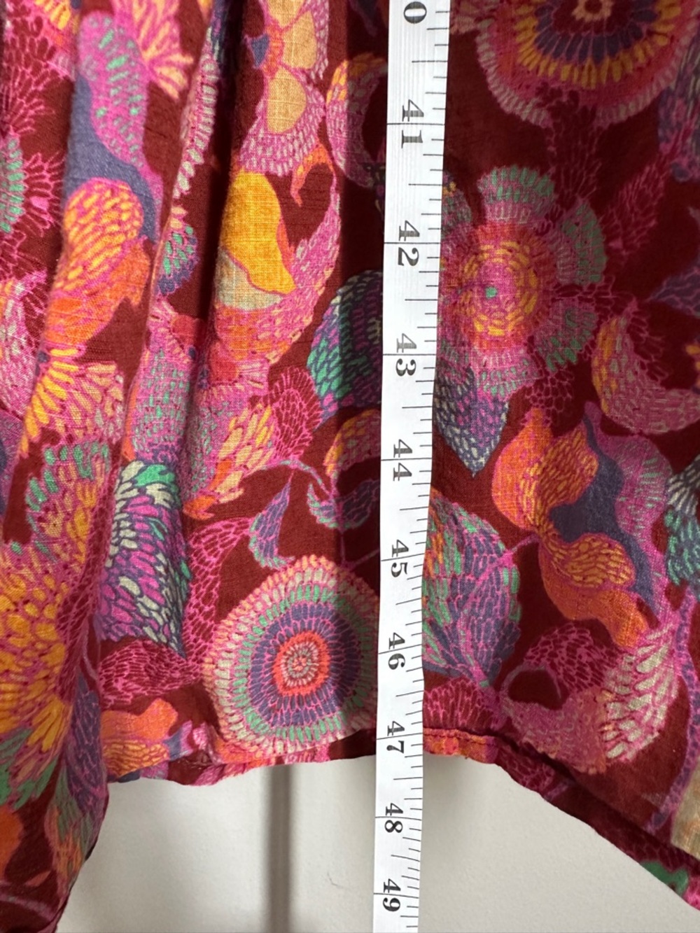 Anthropologie Peregrine Burgundy Floral Midi Dress with Ruffled Shoulders - Picture 10 of 11